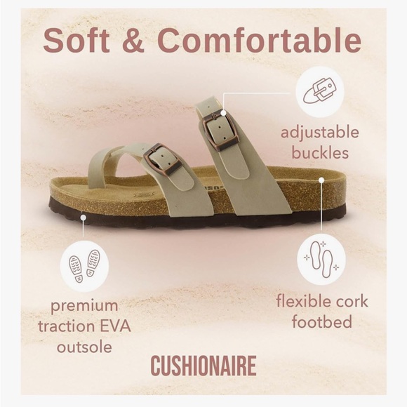 NEW Cushionaire Luna Cork Buckle Sandal like Birkenstock - Picture 6 of 8